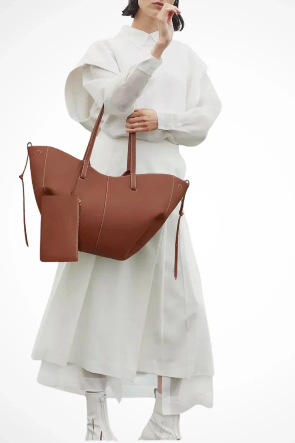 Patricia | Women's Large Structured Tote Bag with Shoulder Straps and Side Ties