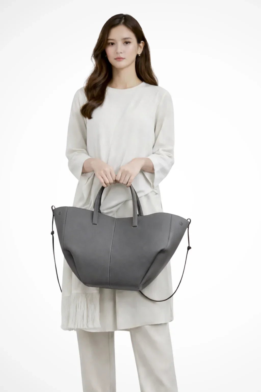 Patricia | Women's Large Structured Tote Bag with Shoulder Straps and Side Ties