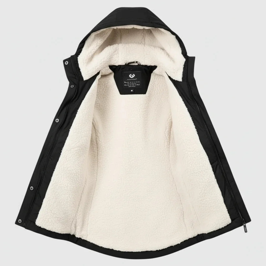 Women's Hooded Fleece-Lined Parka Jacket, Long Sleeves, Zip Front