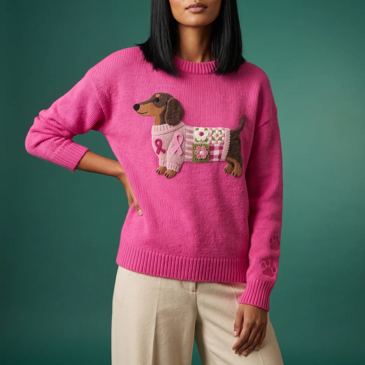 Penelope Dachshund Patchwork Sweater