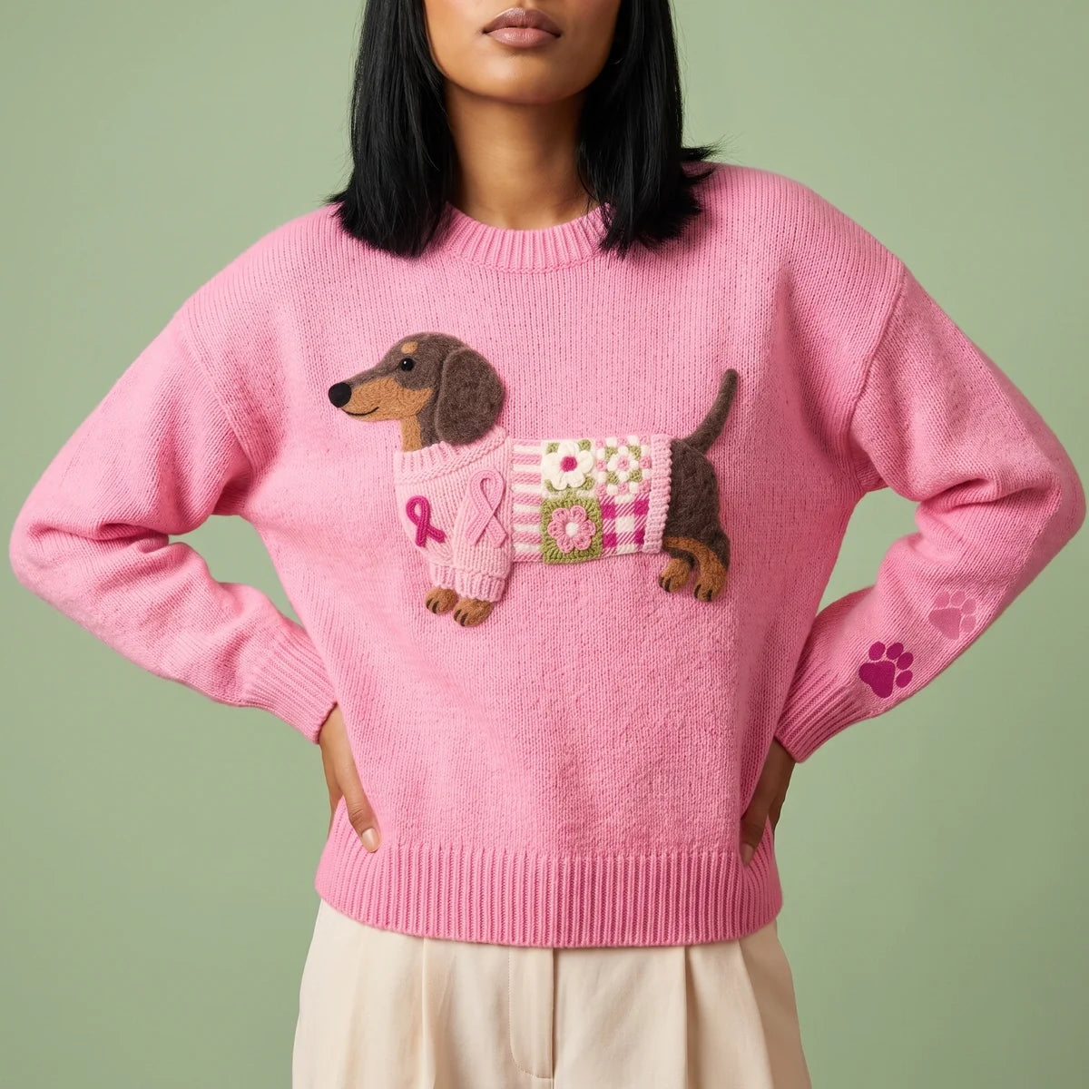 Penelope Dachshund Patchwork Sweater