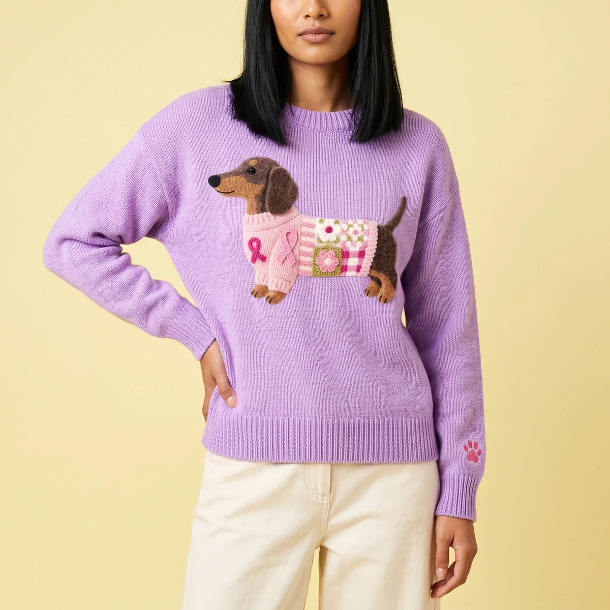 Penelope Dachshund Patchwork Sweater