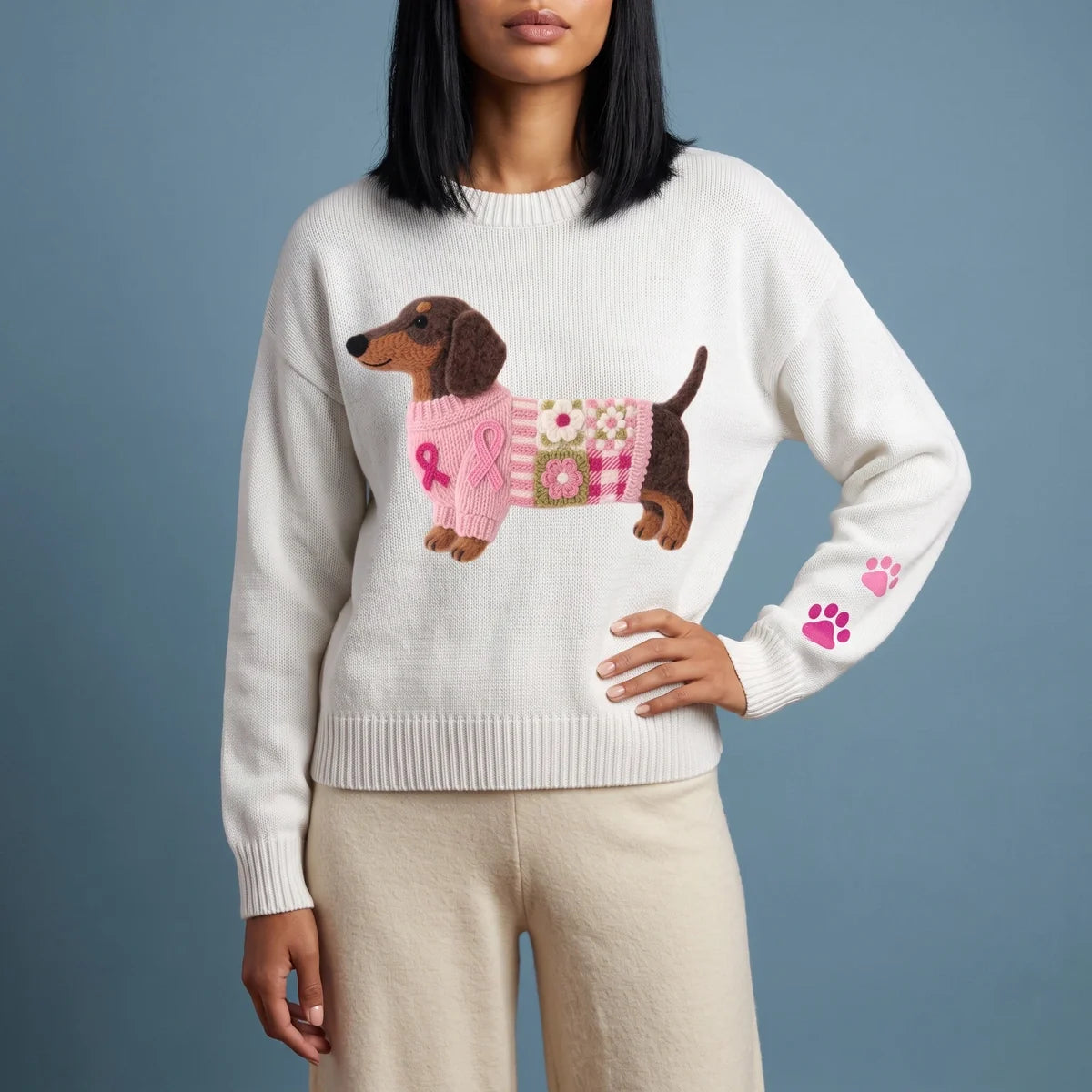 Penelope Dachshund Patchwork Sweater