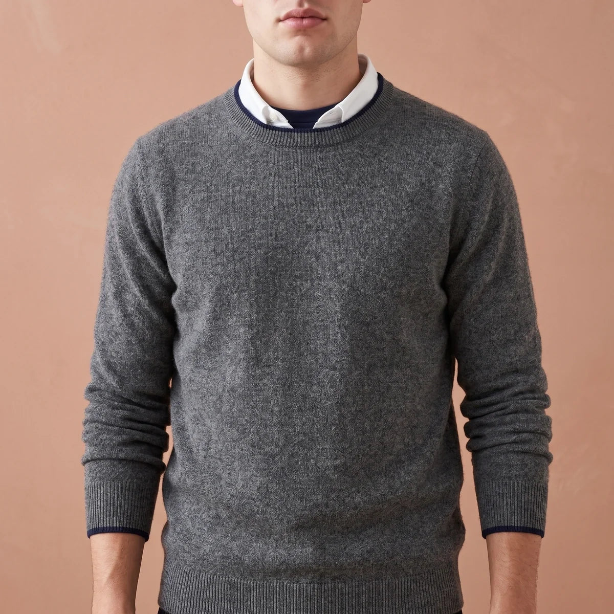 Percy Brushed Cashmere Contrast Tipped Crew Sweater