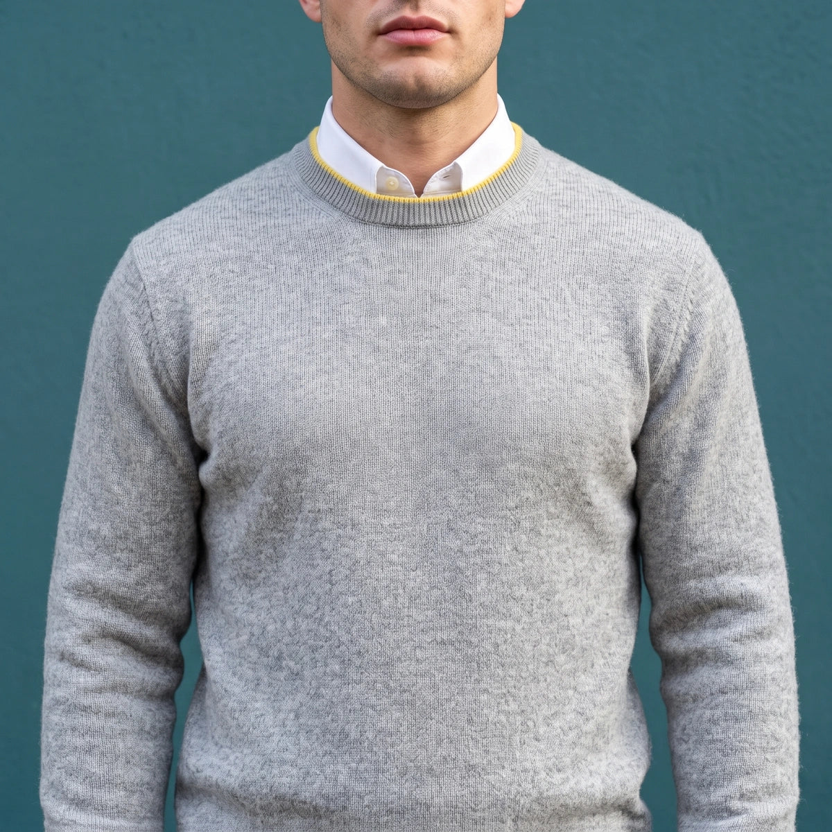 Percy Brushed Cashmere Contrast Tipped Crew Sweater