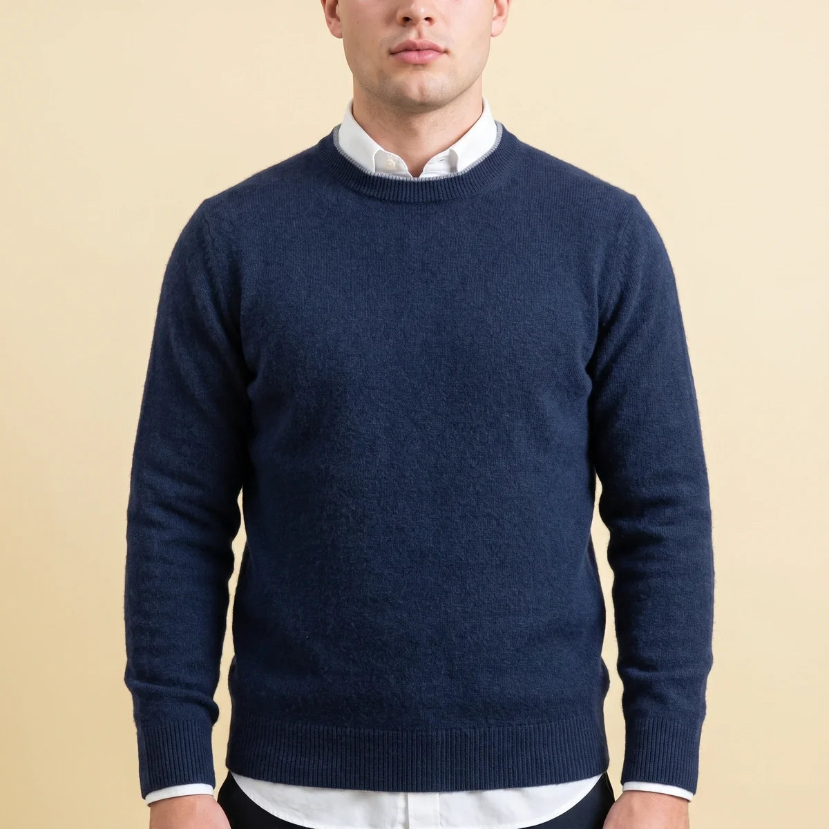 Percy Brushed Cashmere Contrast Tipped Crew Sweater