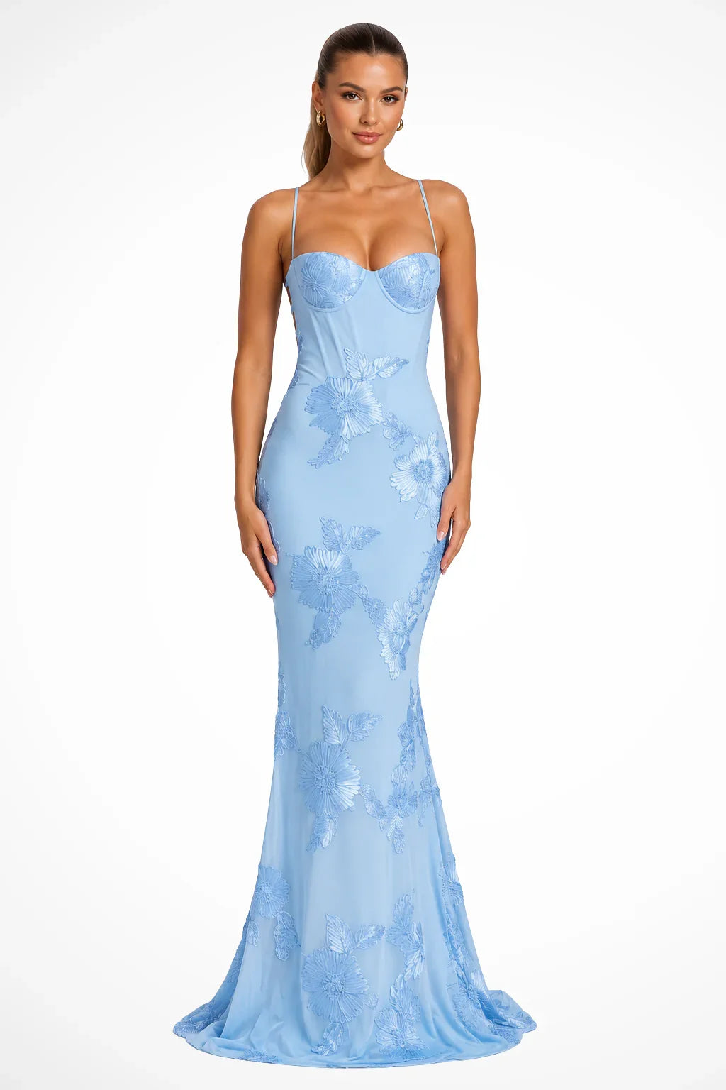 Phyllis | Floral Wedding Guest Maxi Dress with Corset Bodice