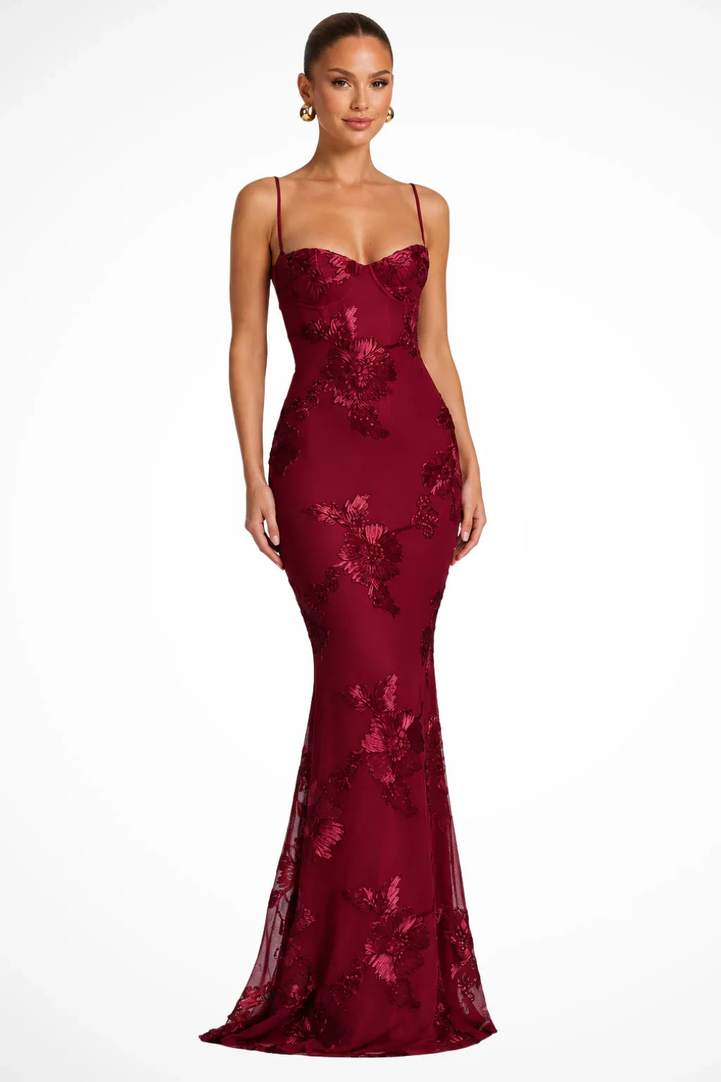 Phyllis | Floral Wedding Guest Maxi Dress with Corset Bodice