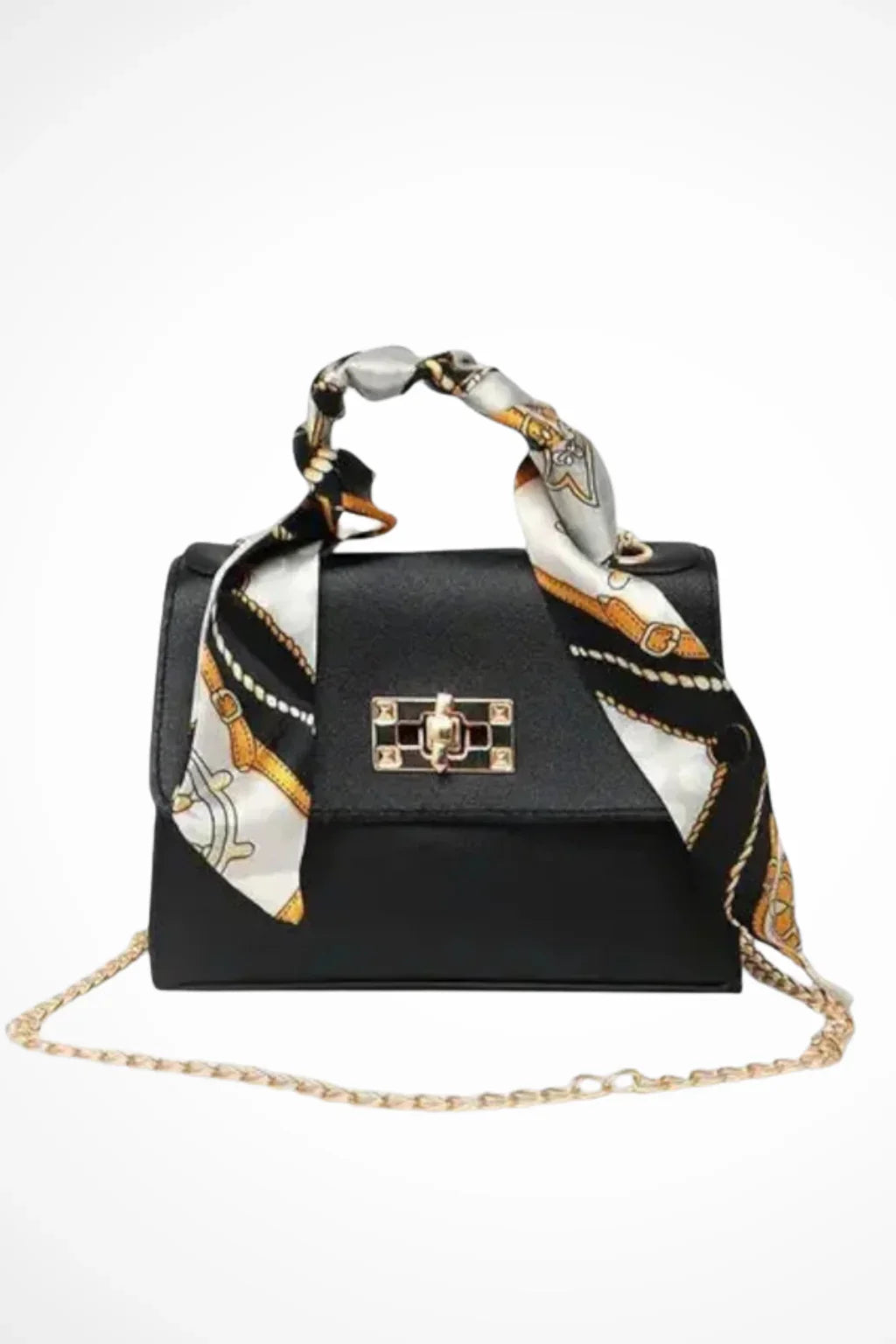 Phyllis | Women's Structured Chain Strap Handbag with Twist-Lock Closure