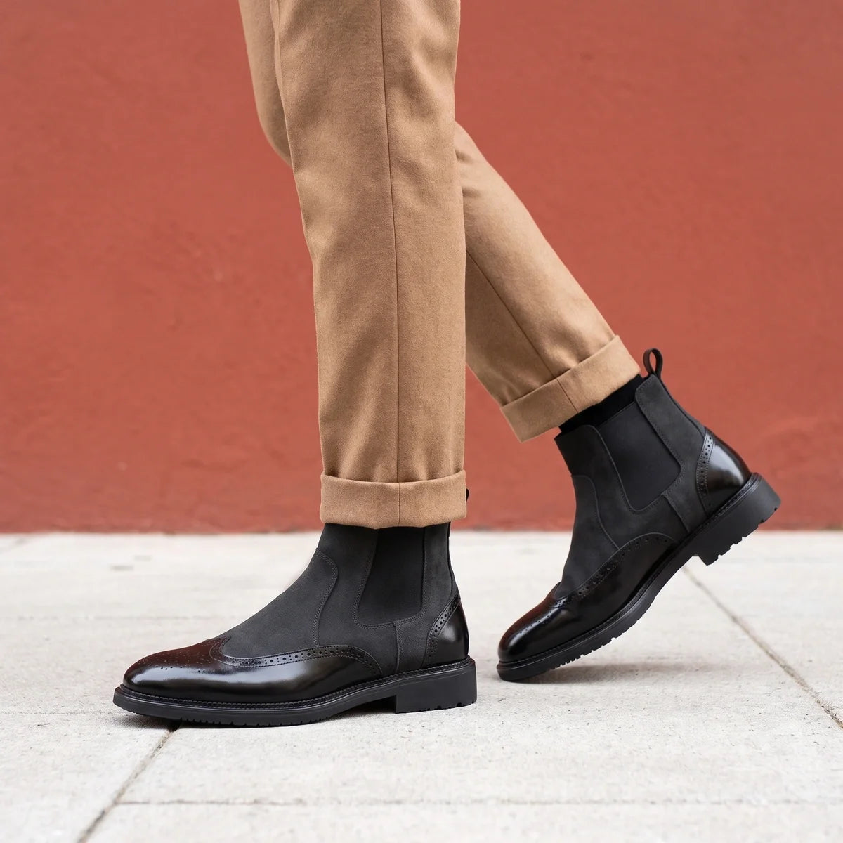 Pierre Genuine Suede Brogue Chelsea Boots