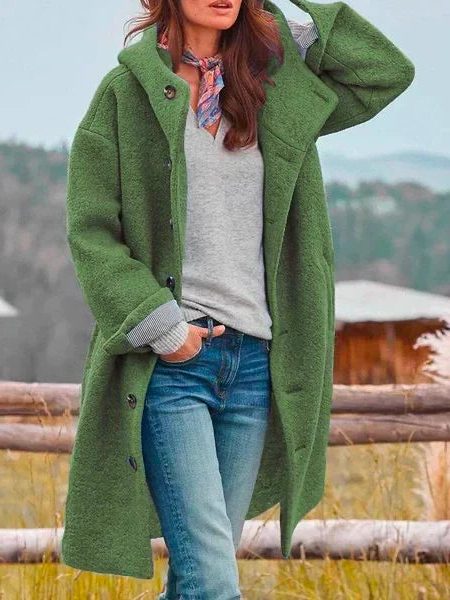 Pippa | Wool Longline Winter Coat with Button-Up for Women