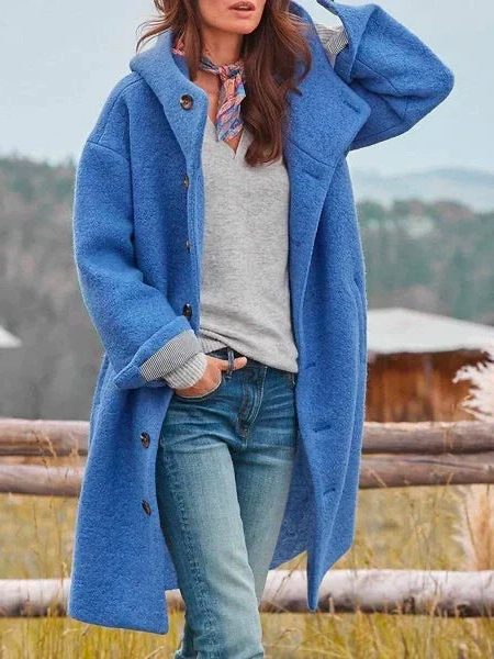 Pippa | Wool Longline Winter Coat with Button-Up for Women
