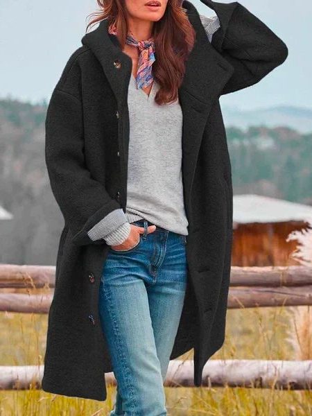Pippa | Wool Longline Winter Coat with Button-Up for Women
