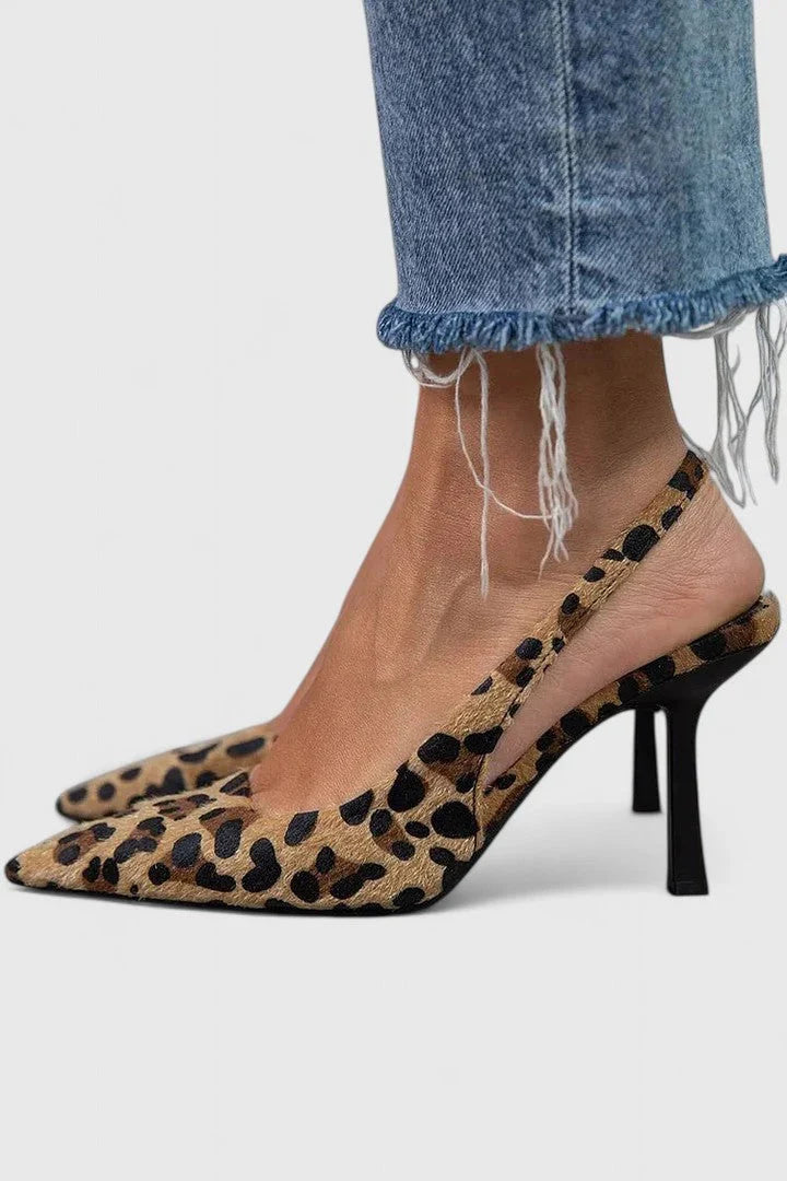 Pippa | Women's Orthopedic Stiletto Heel Leopard Print Slingback Heels