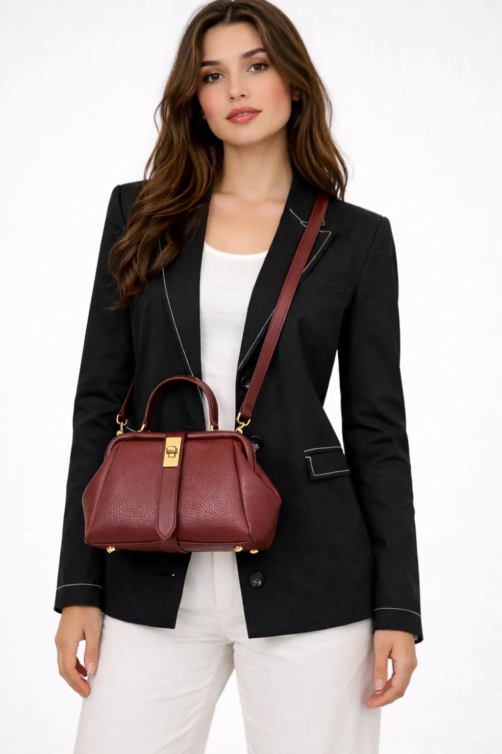Pippa | Women's Summer Structured Top Handle Crossbody Bag with Clasp
