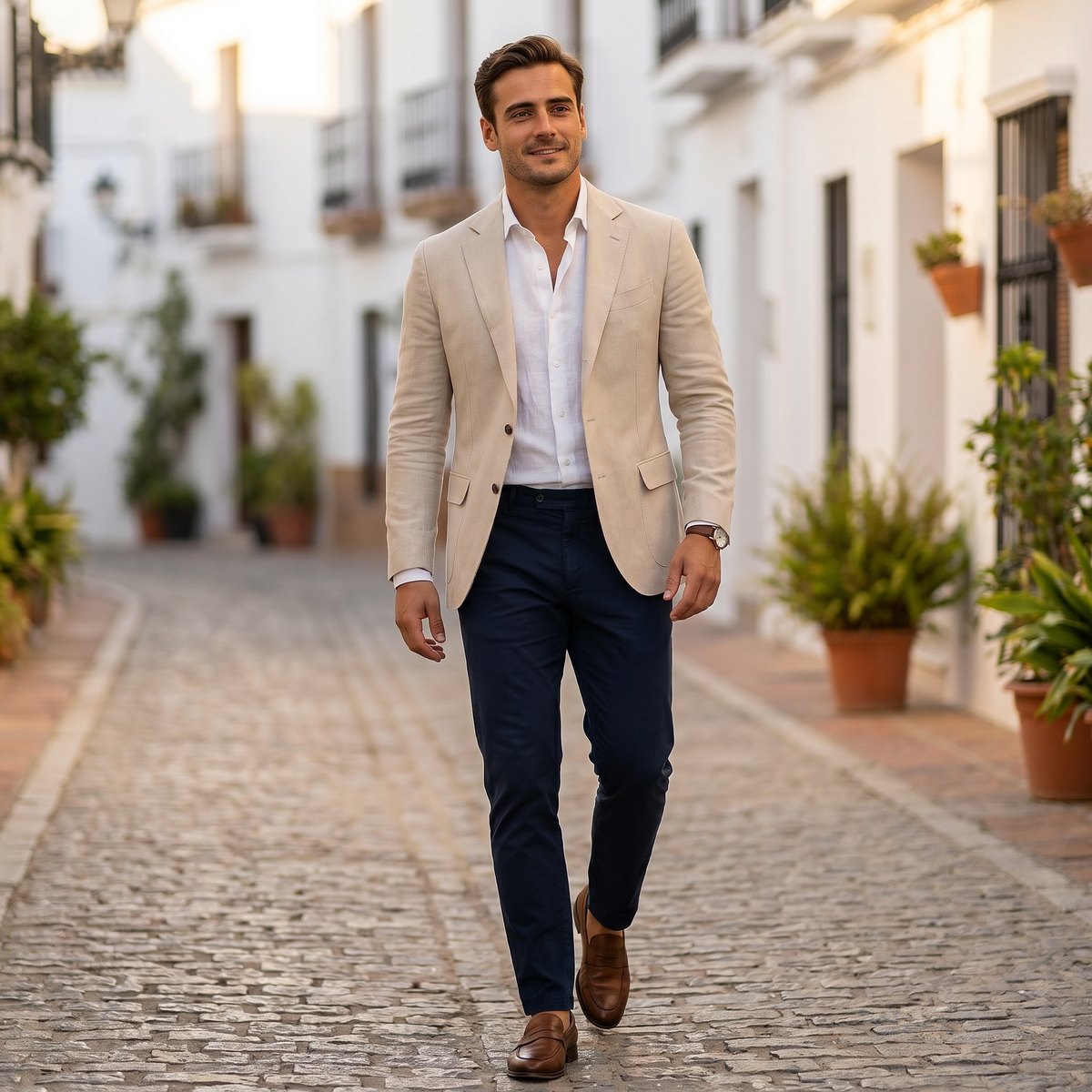 Gary | Mens Smart Casual Blazer with Notched Lapel | Single-Breasted, Tailored, Lightweight | Beige, White, Green S-2XL