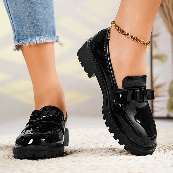 Marlene | Platform Slip-On Loafers with Bow Detail for Women