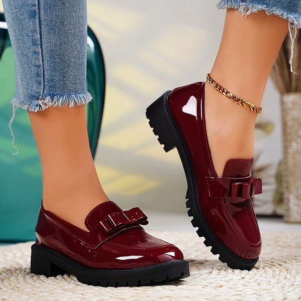 Marlene | Platform Slip-On Loafers with Bow Detail for Women