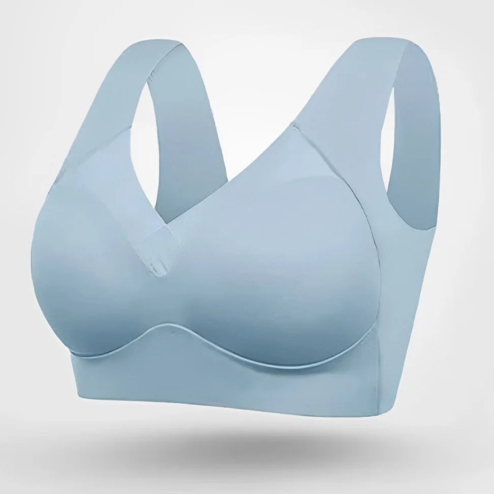 Plus size wireless bra v-neck molded cup pull-on design