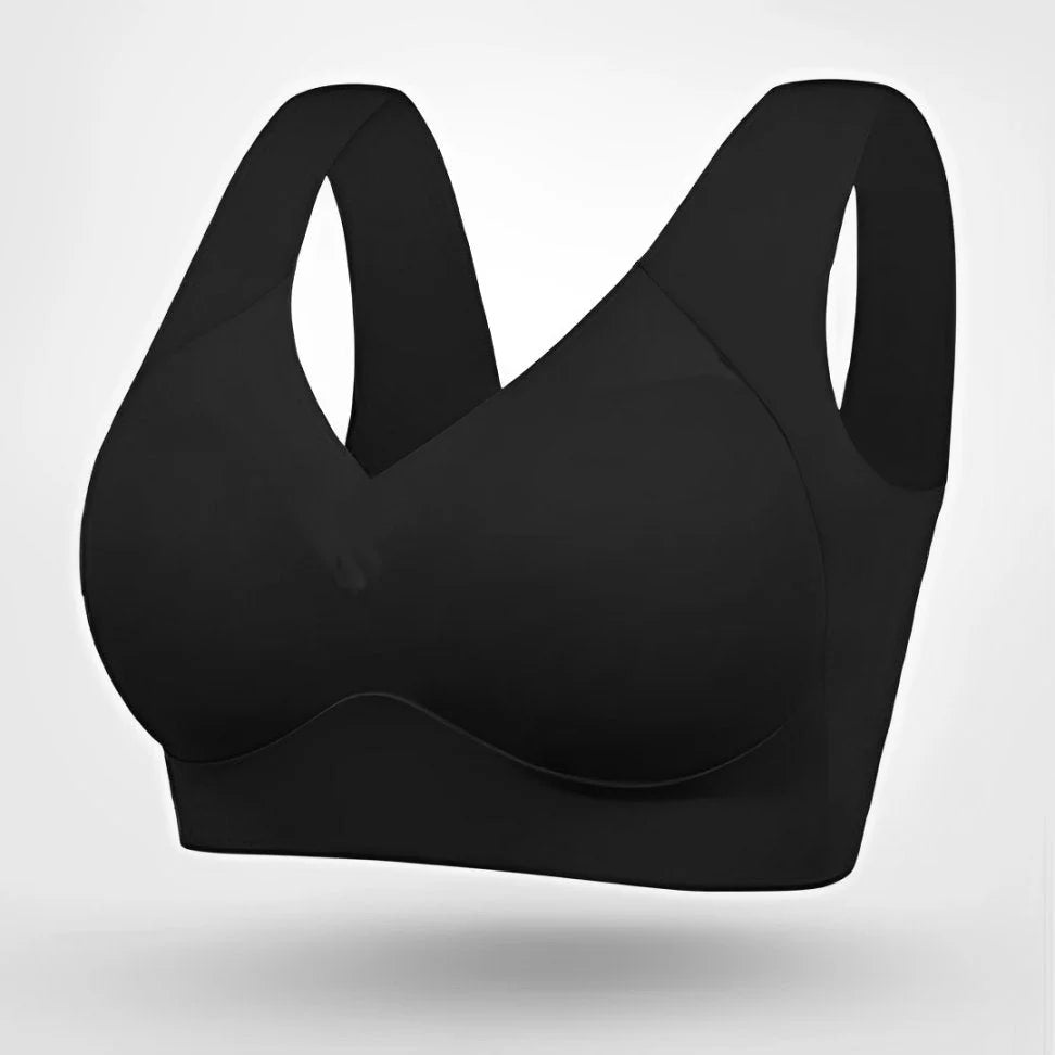 Plus size wireless bra v-neck molded cup pull-on design