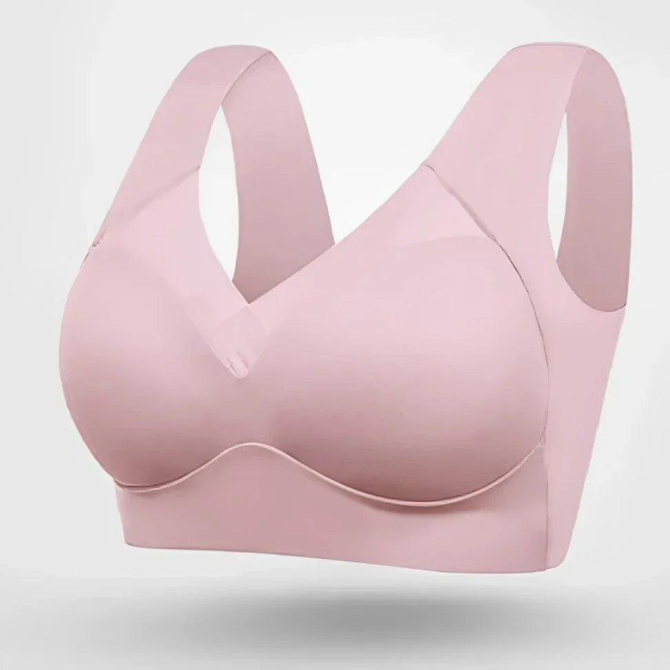 Plus size wireless bra v-neck molded cup pull-on design