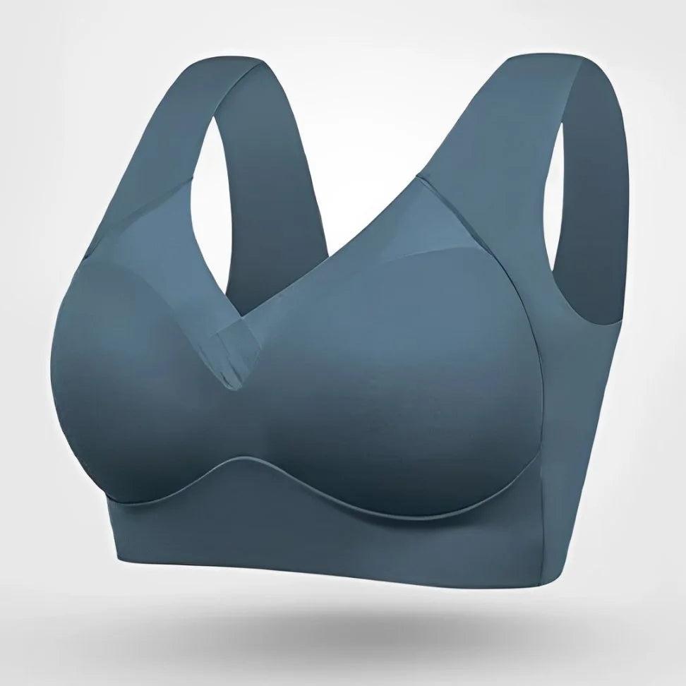 Plus size wireless bra v-neck molded cup pull-on design