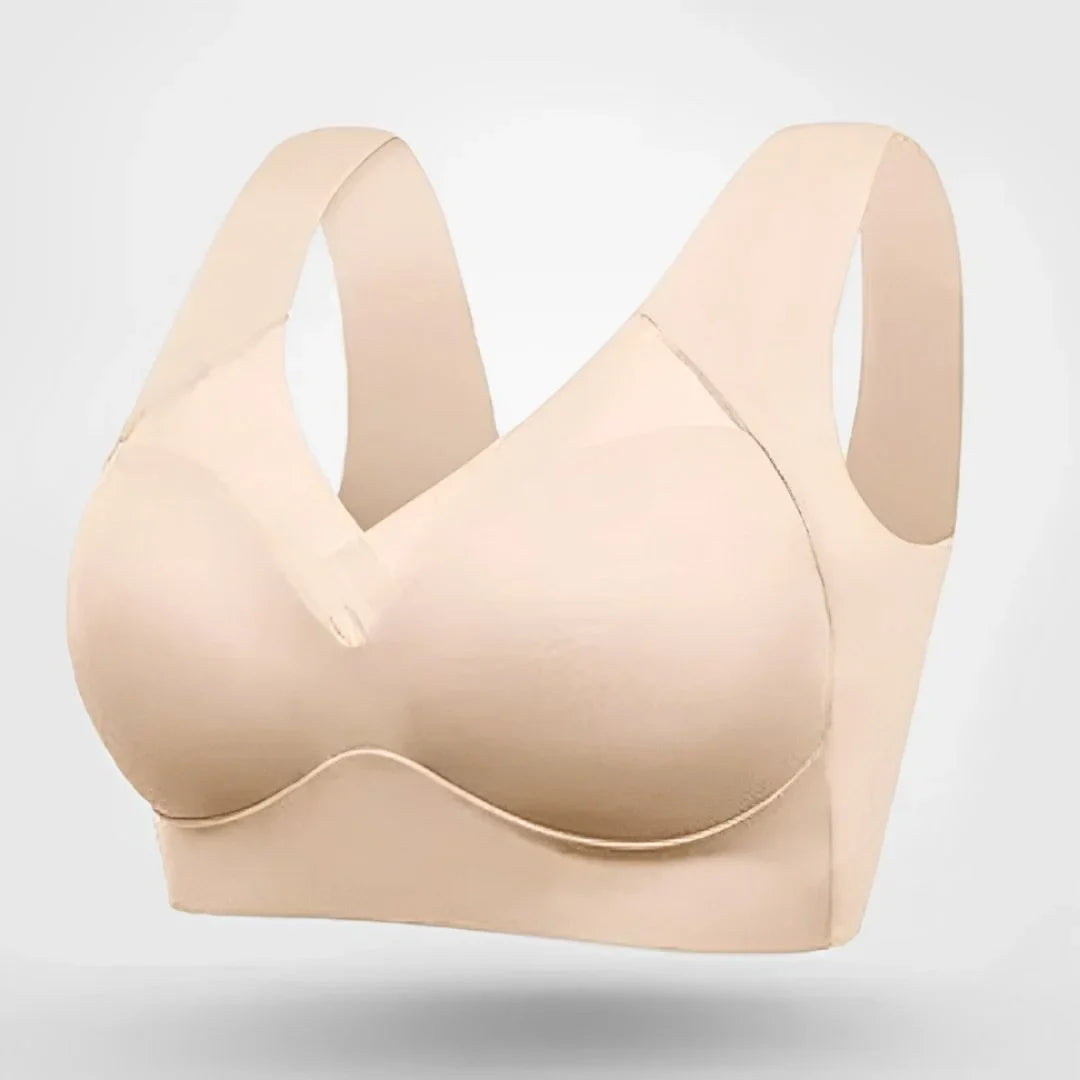 Plus size wireless bra v-neck molded cup pull-on design