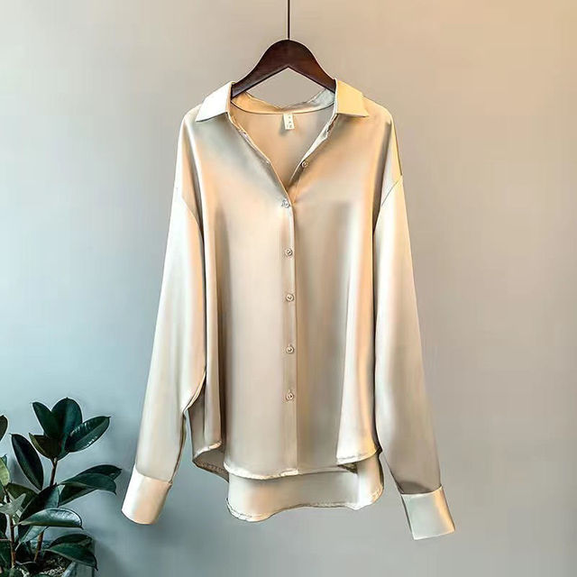 Taylor | Women’s Loose Fit Button Down Satin Blouses
