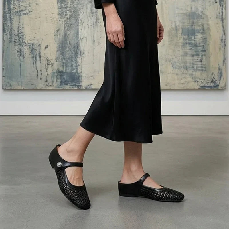Prudence | Block Heel Square Toe Mary Jane Shoes with Buckle Strap