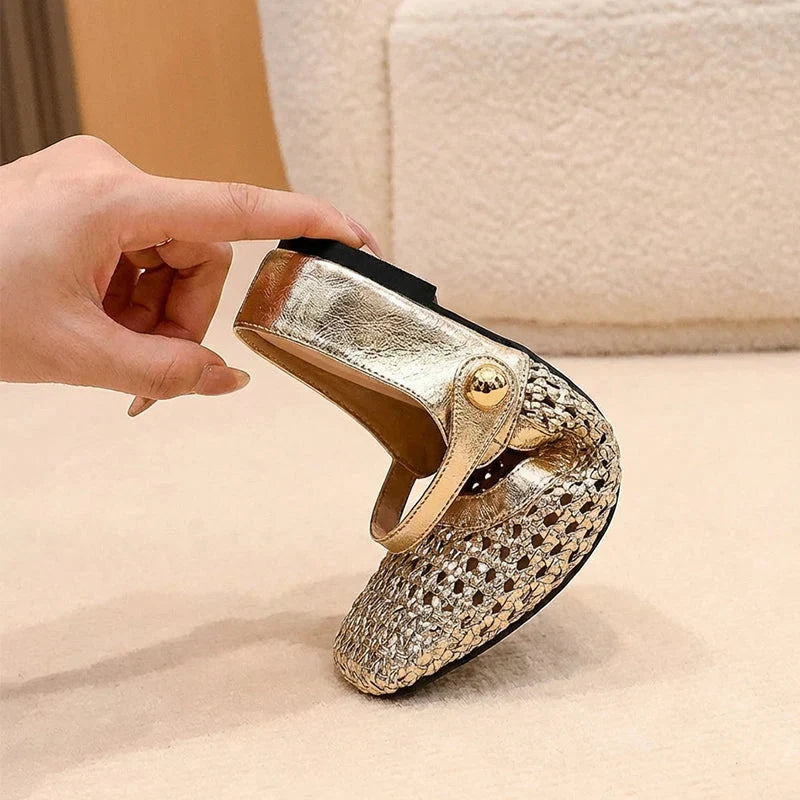 Prudence | Block Heel Square Toe Mary Jane Shoes with Buckle Strap