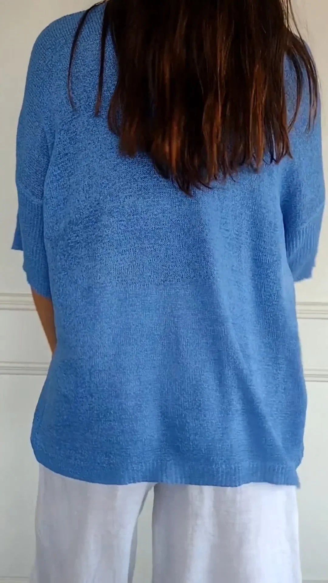 Prudence | Women's Summer V-Neck Knit Sweater with Three Quarter Sleeves
