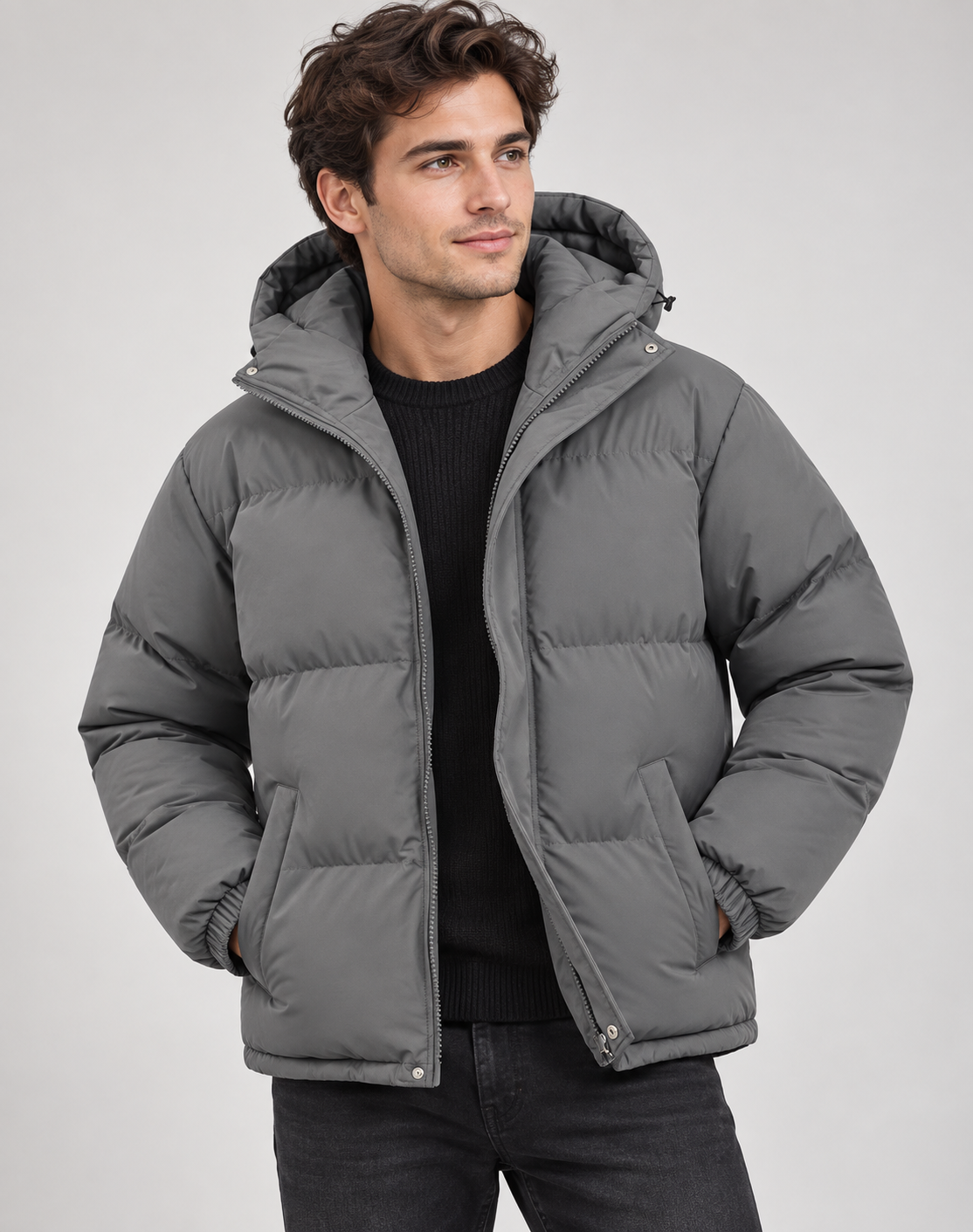 Nathaniel | Mens Padded Puffer Winter Jacket with Hood | Thick Padding, Elastic Cuffs, Zipper | 9 Colors S-4XL