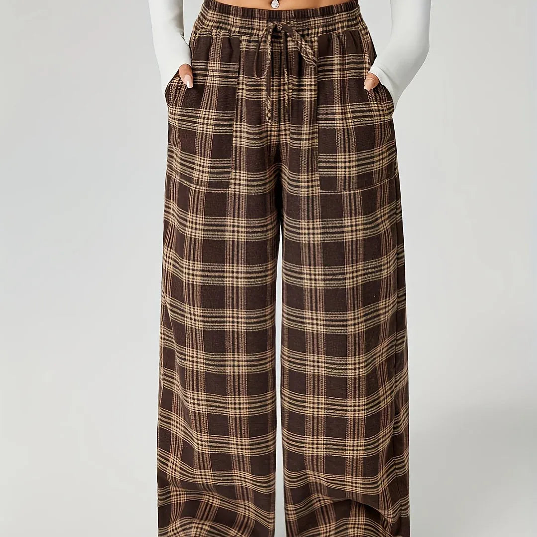 Quinn | Women's Plaid Wide-Leg Pants