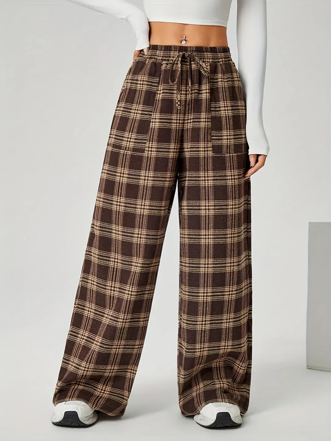 Quinn | Women's Plaid Wide-Leg Pants