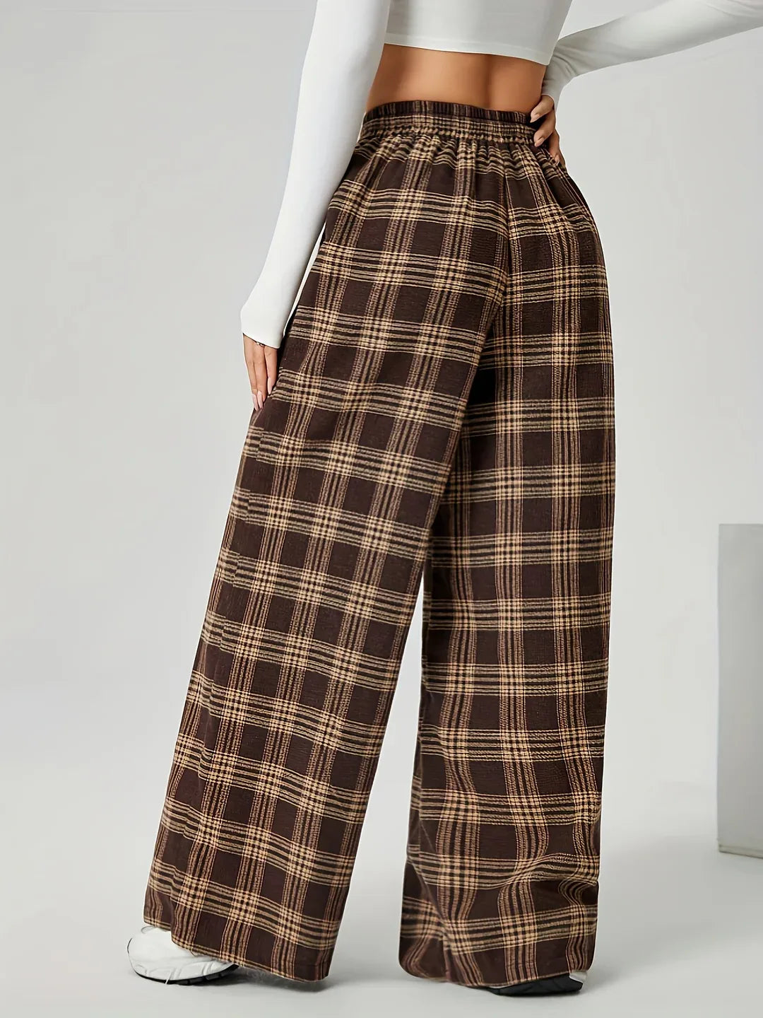 Quinn | Women's Plaid Wide-Leg Pants
