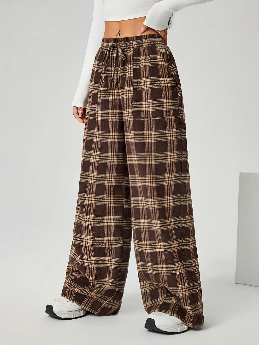 Quinn | Women's Plaid Wide-Leg Pants