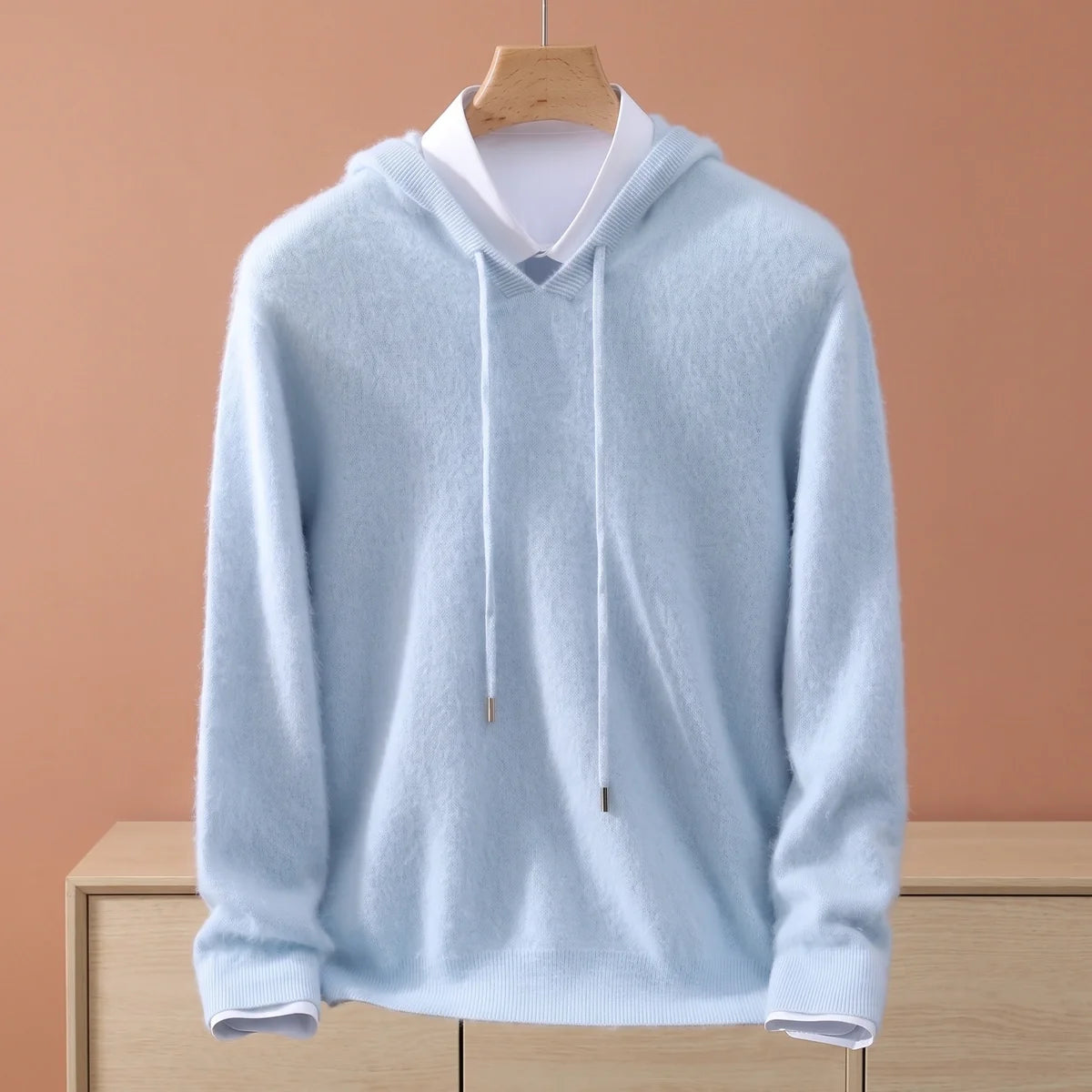 Raffael Fluffy Cashmere Knit Hooded Sweater