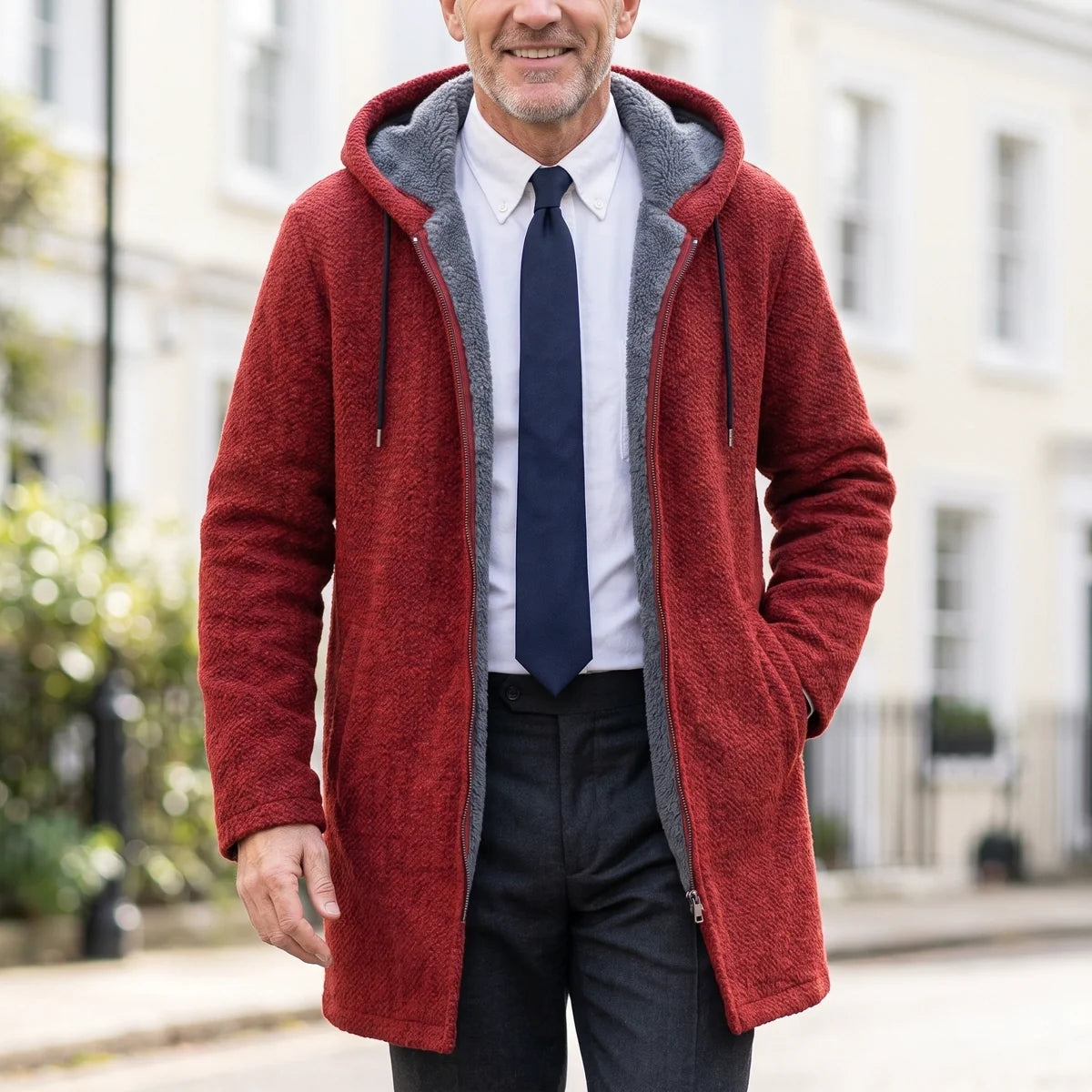 Randolph Sherpa Lined Longline Hooded Zip Jacket