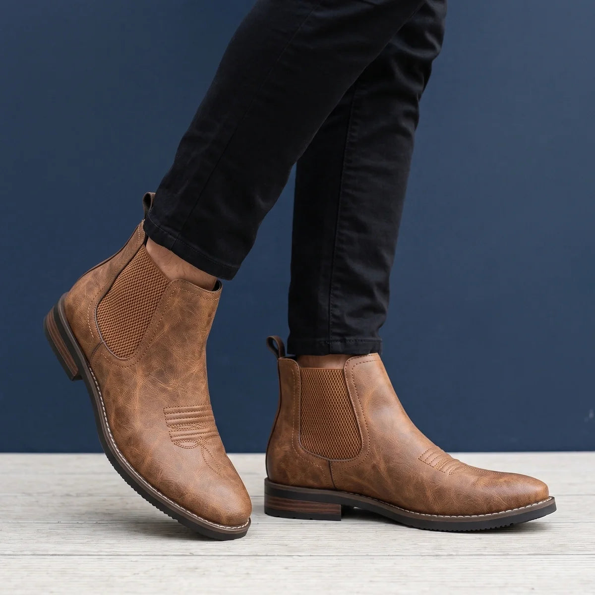 Raoul Vegan Leather Western Stitch Chelsea Boots