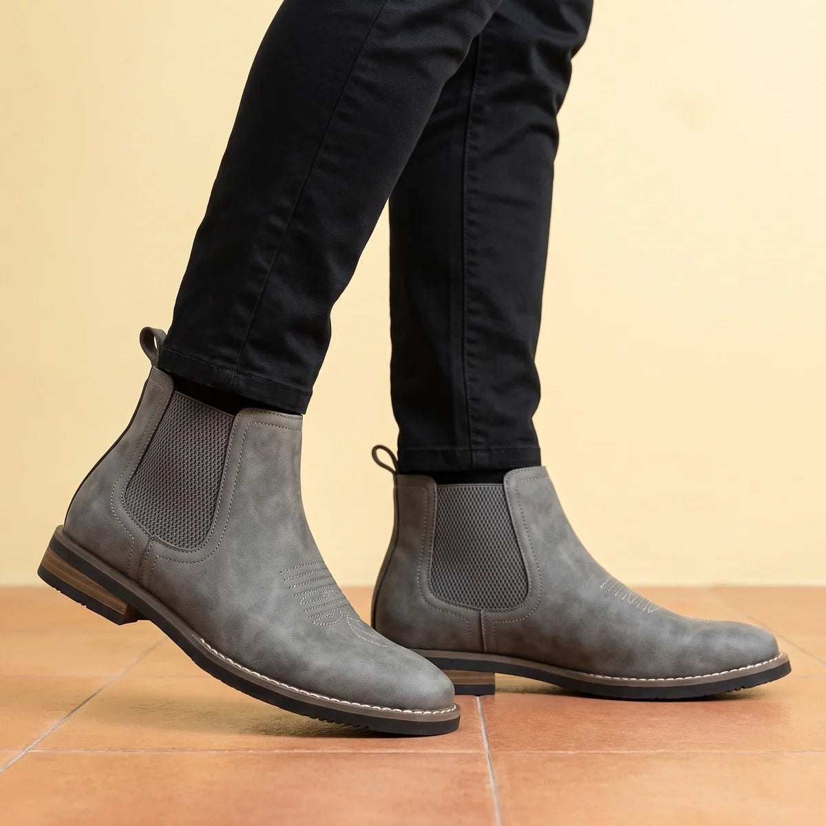 Raoul Vegan Leather Western Stitch Chelsea Boots