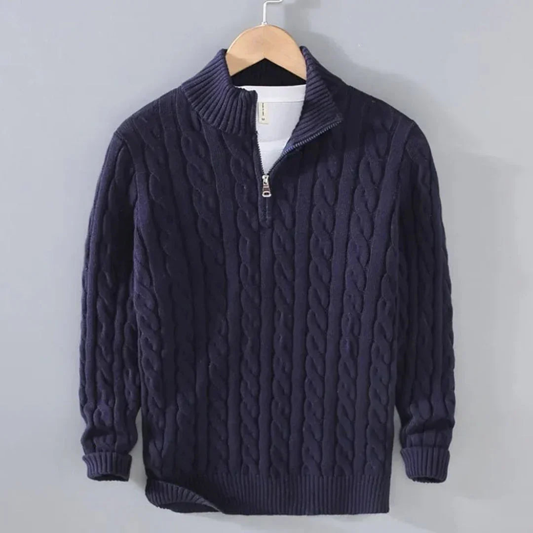 Rayden - Men's Cable Knit Quarter-Zip Pullover