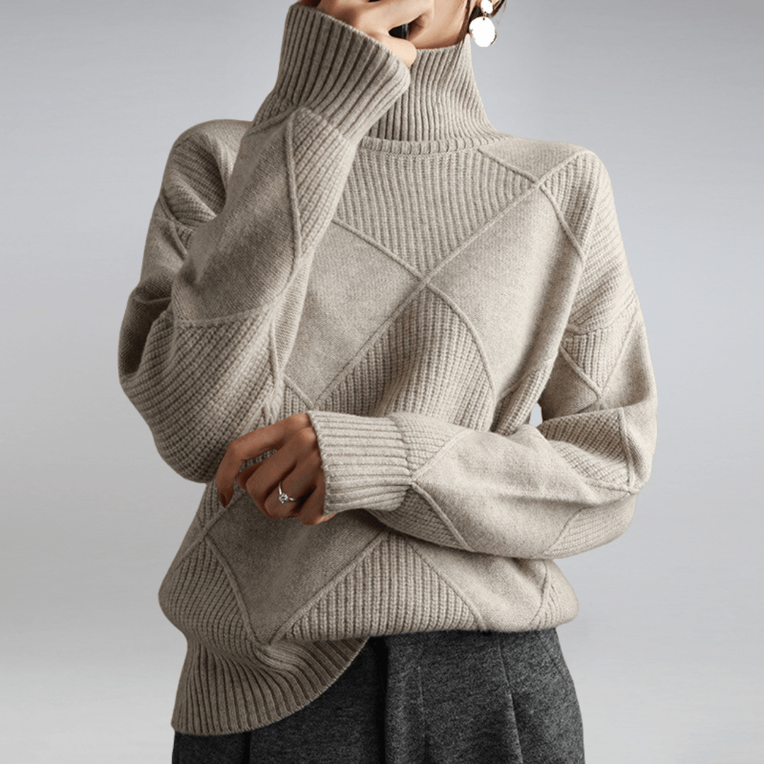 Mafalda Diamond Knit Turtleneck Sweater