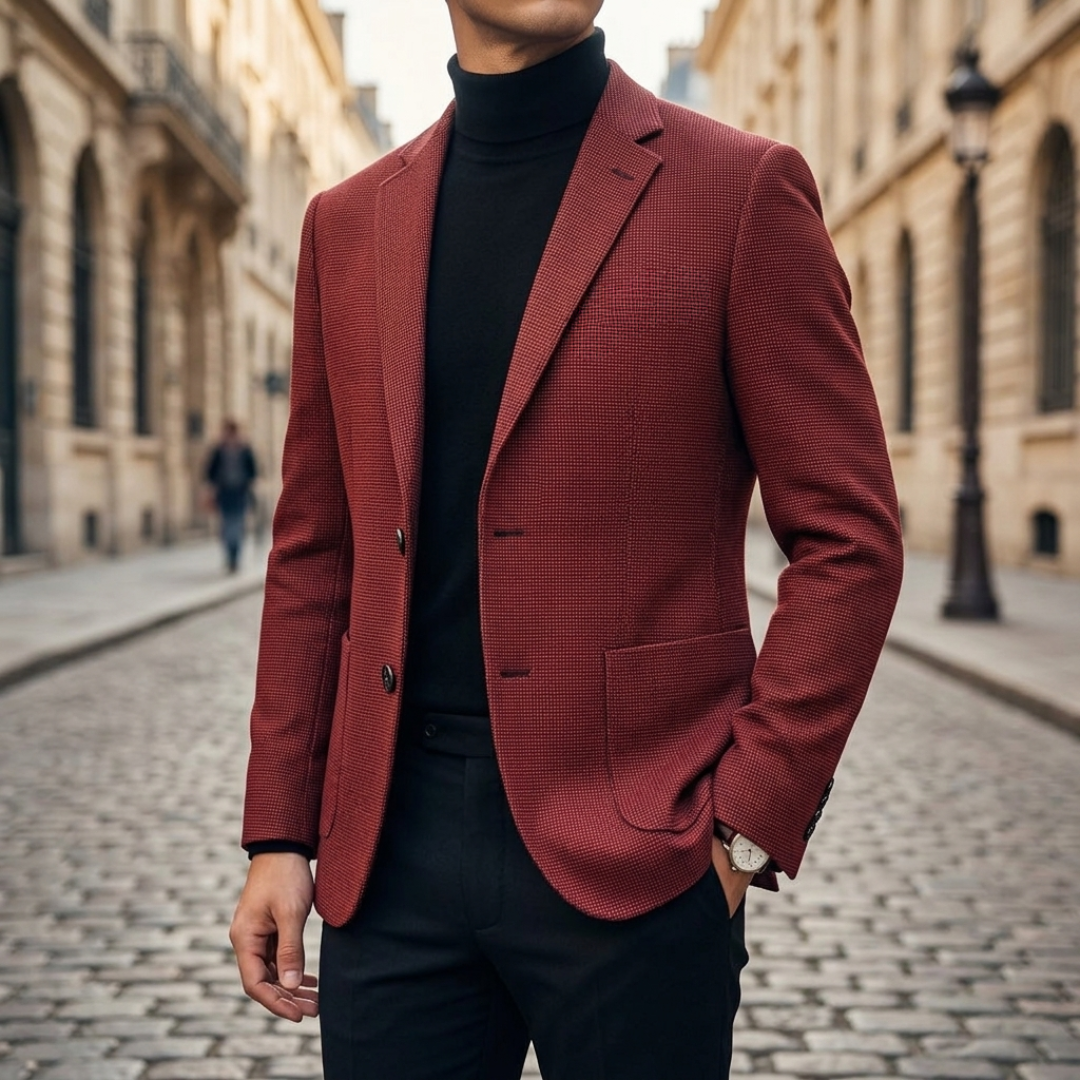 Men's Slim Blazer, Notched Lapels, Two Button Front