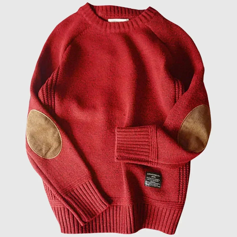 Fabian | Mens Classic Knit Sweater with Elbow Patches — Winter Knit in 4 Colors M–5XL | Westmere