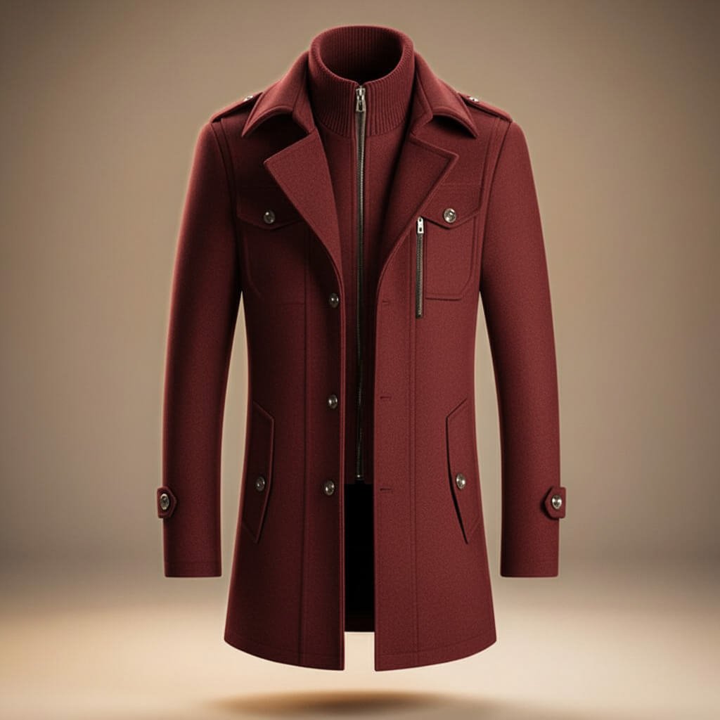 Marco | Mens Virgin Wool Blend Coat | Structured Collar, Chest Pocket, Warm yet Breathable | Brown, Navy and More XS-4XL
