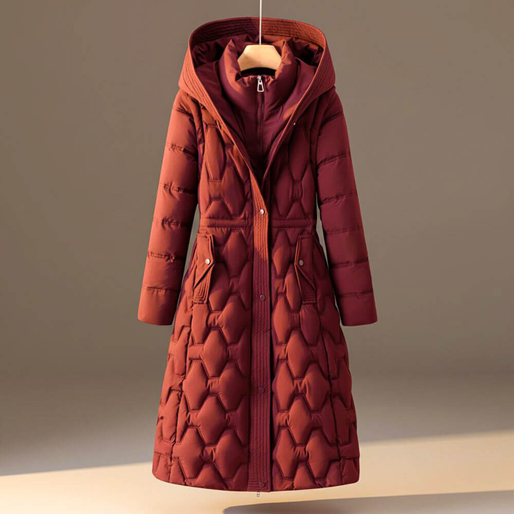 Kristy | Womens Quilted Hooded Winter Coat | Lightweight Filling, Zip and Snap Closure | Red, Brown, Black and More XS-XL