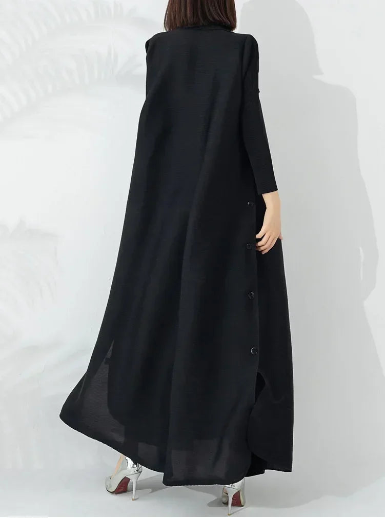 Crystal | Womens Belted A-Line Long Coat | Funnel Neck, Included Belt, Full Length | Taupe and Black, One Size