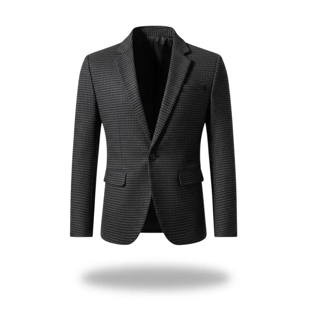 Women's houndstooth tweed button-front blazer