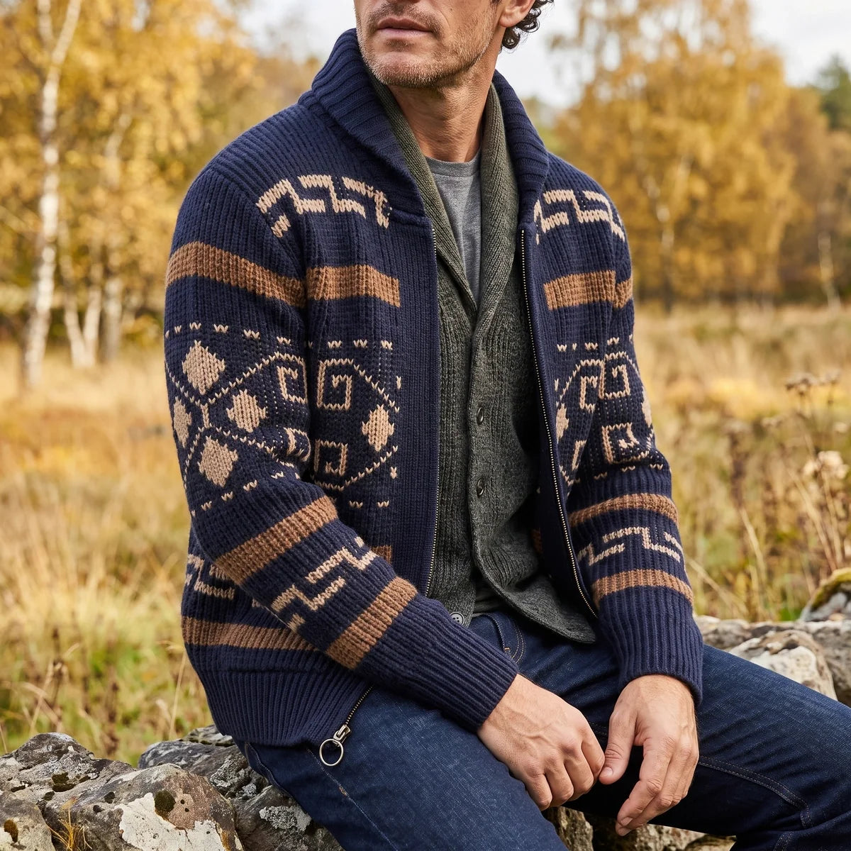 Raleigh Western Jacquard Shawl Cardigan