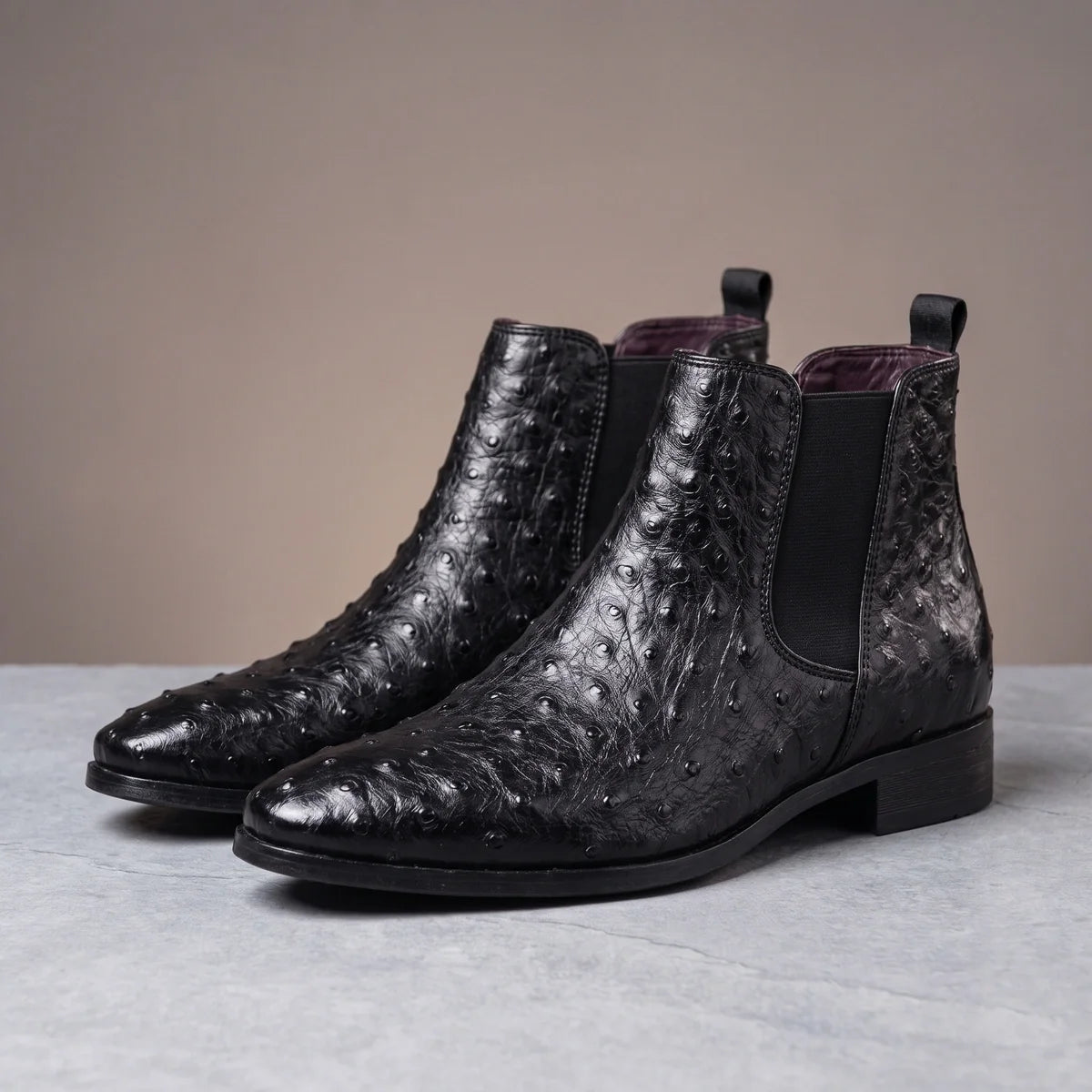 Whitaker Ostrich Embossed Leather Boots